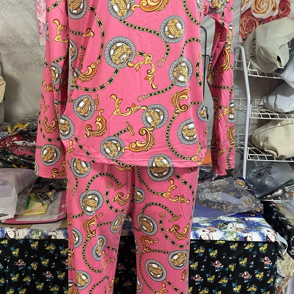 Women set of 2 Pajama set Long sleeve with 2 pocket pants, Free size S-Xlarge